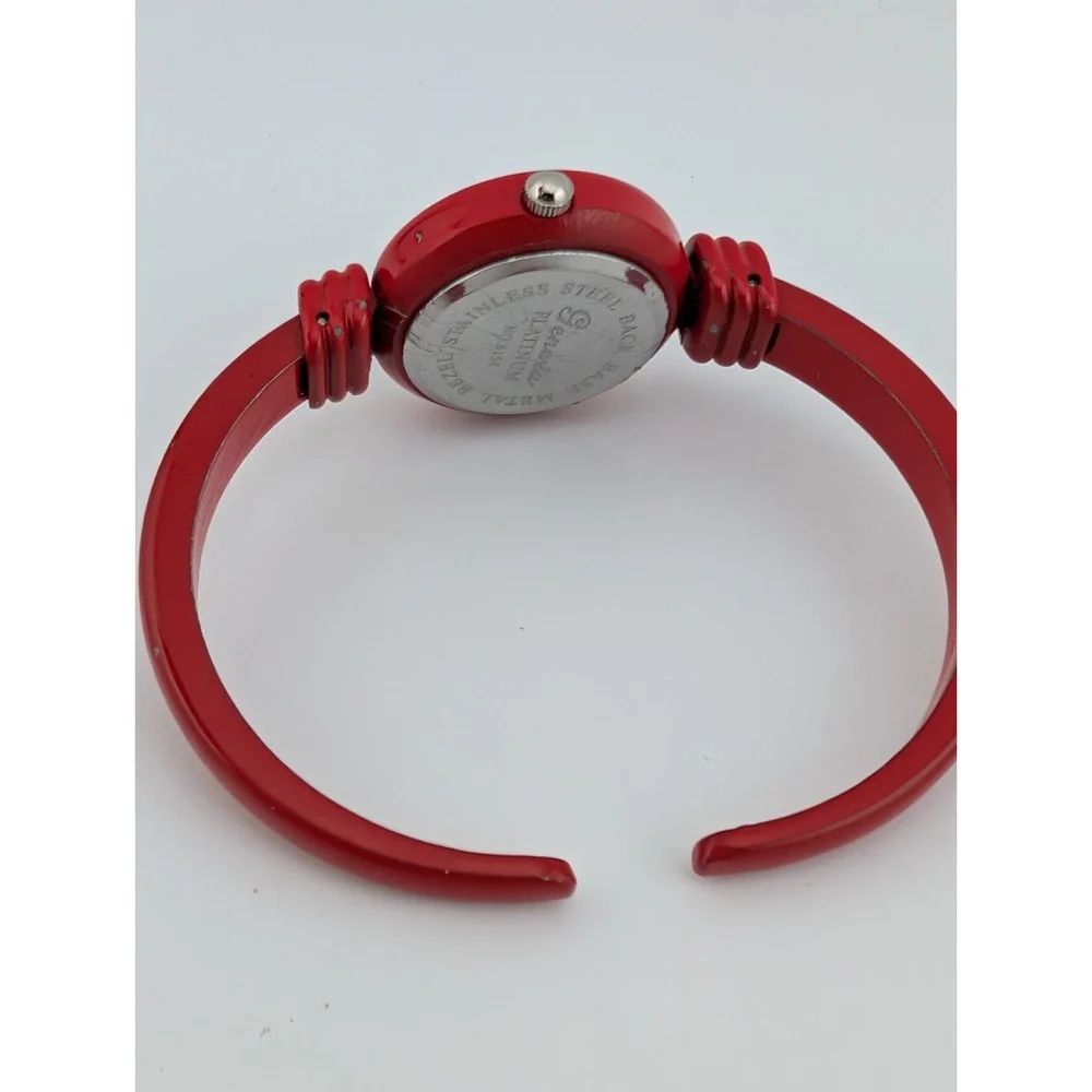 Geneva Christmas Santa Claus Watch Women Red Bangle Band- New Battery